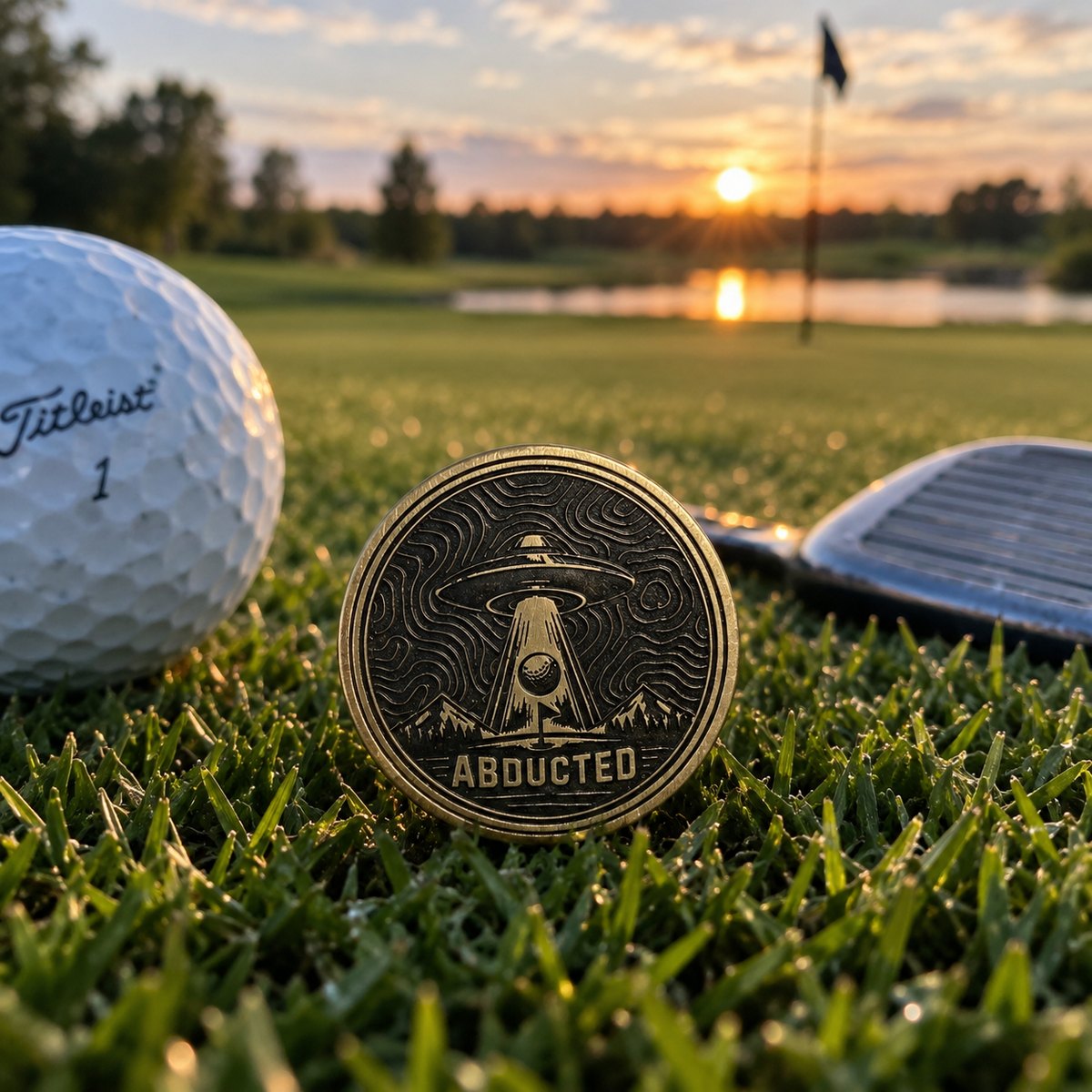 Abducted - Golf Ball Marker Brass Engraved