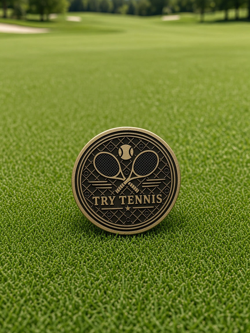Try Tennis - Golf Ball Marker Brass Engraved