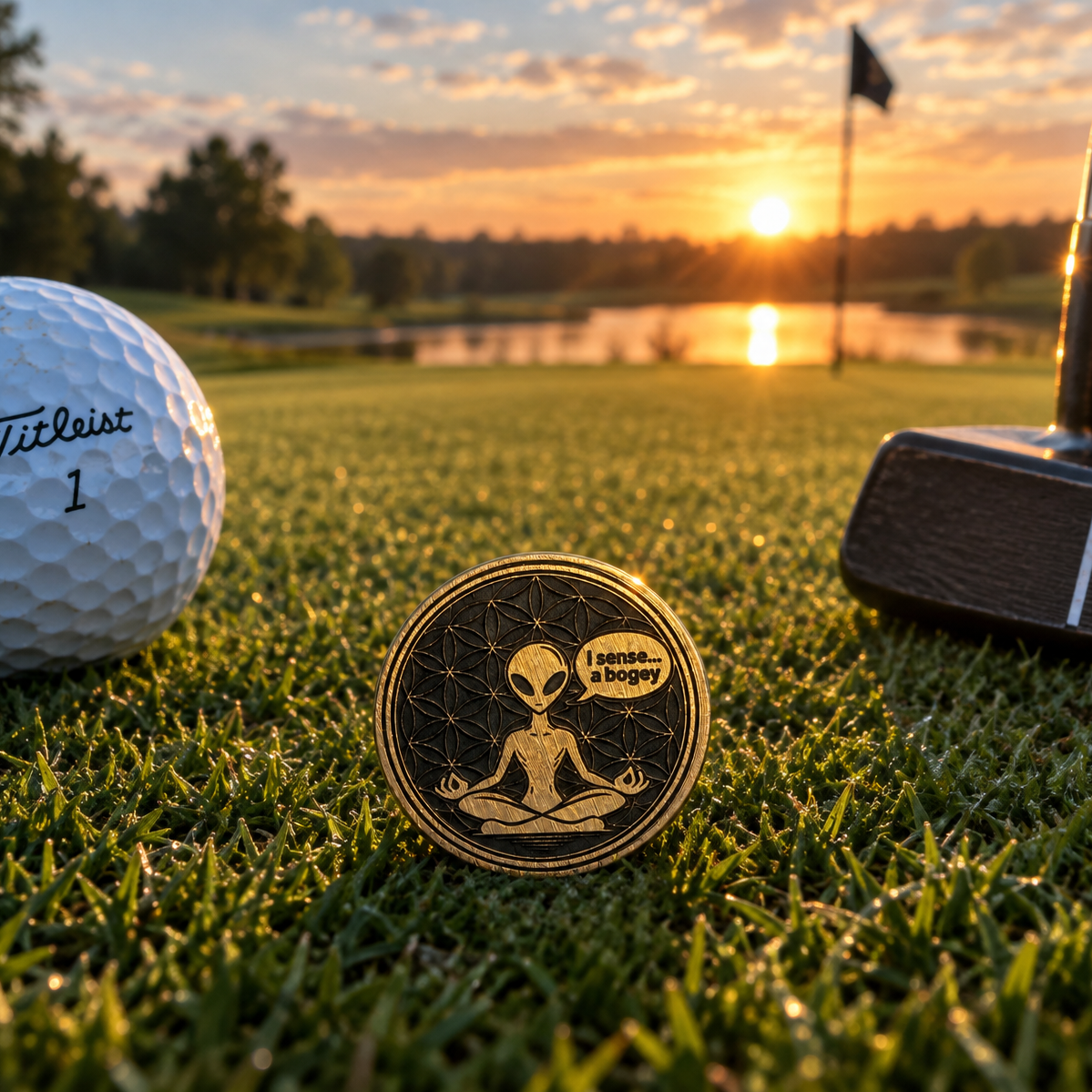 I sense a Bogey - Golf Ball Marker Brass Engraved